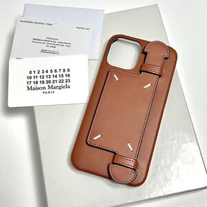 新品 メゾンマルジェラ フィンガーホルダー 4ステッチ アイフォン 12 12プロ レザー ケース iPhone12 pro Case スマホ カバー 落下防止 茶