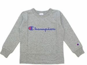 新品13613 championチャンピオン　グレー100cm 長袖Tシャツカットソー男女兼用ユニセックスジュニアベビーレディース通学普段着春