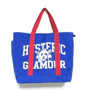 美品 HYSTERIC GLAMOUR ヒステリックグラマー ロゴ ガールプリント トートバッグ ブルー ◆