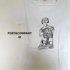 PORT&COMPANY 白Tシャツ プリント 人体模型 レディース 古着