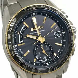 美品 SEIKO セイコー BRIGHTZ ブライツ 腕時計 SAGA160 8B54-0BB0 電波ソーラー アナログ ラウンド TITANIUM チタン カレンダー 動作OK