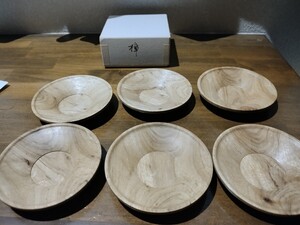 きよし作★くすの木★　樟　ハンドメイド茶托　 木製 6客 煎茶道具　無垢　天然木　自然 9.5