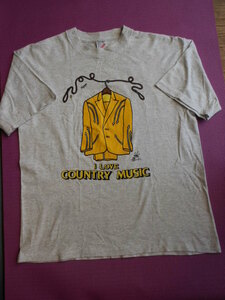 希少 中古 90s JERZEES USA製 小坂一也 ワゴンマスターズ Tシャツ I LOVE COUNTRY MUSIC WAGON MASTER グレー 灰色 サイズ M カントリ