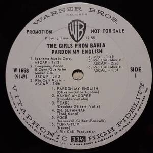 レアMONO！米PROMOオリジLP 白ラベル！Girls From Bahia / Pardon My English 1966年 Warner W1658 Quarteto Em Cy Oscar Castro-Neves