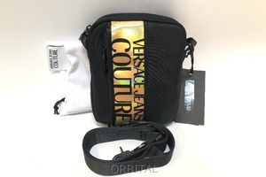 経堂) ヴェルサーチェ VERSACE MICRO RIGA+LOGO COATED ショルダーバッグ 75YA4B97 ブラック タグ付