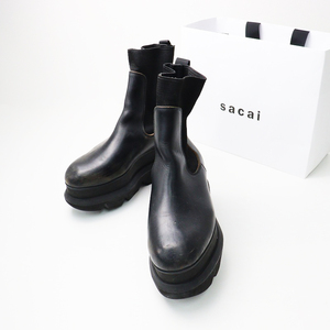 2023AW サカイ sacai Chelsea Boots サイドゴア チェルシーブーツ 37/ブラック 厚底ブーツ シューズ レザー 23.5ｃｍ【2400014024869】