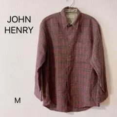 JOHN HENRY メンズ　チェック　トップス　パープル系　M  ウール