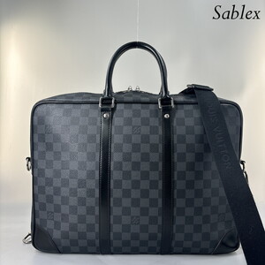 【超極美品】LOUIS VUITTON ルイヴィトン ダミエグラフィット PDV GM ビジネスバッグ ショルダー バッグ N41123 レザー黒A4可 2WAY