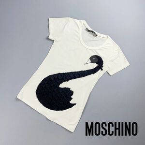 Love Moschino ラブ・モスキーノ レース鳥デザインTシャツ トップス レディース 白 黒 サイズXS*RC859