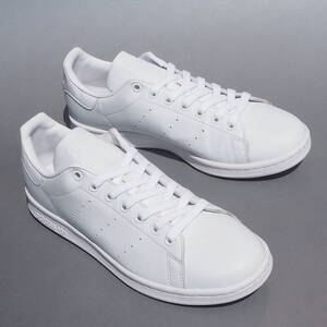 美品!! US 9 / 27cm 22年製 adidas Originals スタンスミス 白白 トリプルホワイト 合成皮革 STANSMITH STAN SMITH