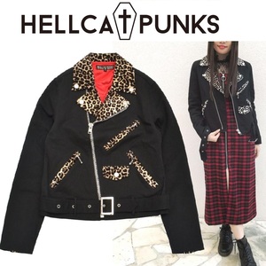 【 HELLCATPUNKS 】ライダースジャケット ヘルキャットパンクス BK/LEO