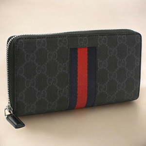 中古 グッチ 長財布ラウンドファスナー メンズ ブランド GUCCI GGスプリーム ジップアラウンドウォレット 408831 ブラック 財布