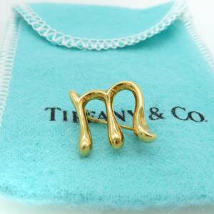 希少 美品 Tiffany&Co. ヴィンテージ ティファニー イニシャル M イエロー ゴールド 18K ブローチ アルファベット K18 OO72