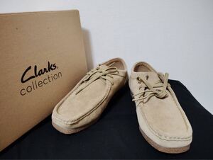 新品未使用Clarks(クラークス) ワラビーモカシンシェイカーIIラン Shacreダークサンドスエード26cm本革本皮革靴皮靴