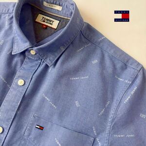 トミーヒルフィガー TOMMY HILFIGER JEANS オックスフォード 長袖シャツ M ブルー 総柄 シャツ