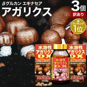 訳あり サプリ アガリクス アウトレット 360粒*3個セット 約90日分 賞味期限2025年9月以降 送料無料 宅配便