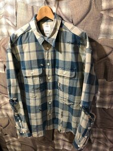 visvim ビズビム 21SS LUMBER CHECK L/S CRASH クラッシュ加工チェックシャツ 0121105011007 サイズ3 ブルー　FK