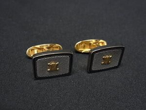 CELINE セリーヌ マカダム カフス カフリンクス カフスボタン アクセサリー ビジネス 紳士 メンズ ゴールド系×シルバー系 DF2872