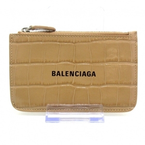 バレンシアガ BALENCIAGA コインケース 637130 - レザー ベージュ×黒 型押し加工/カードケース付き 美品 財布