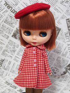 Doll Dressing♪ハンドメイド ネオブライス サイズお洋服セット人形/アウトフィット/ドレス/チェックコート/帽子/アウター/ドール服/レトロ