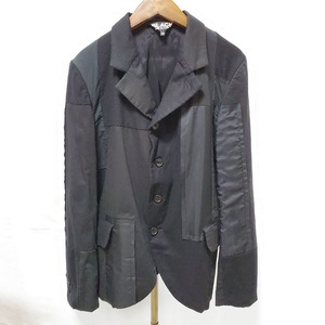 #anc コムデギャルソン COMMEdesGARCONS BLACK ジャケット S 黒 パッチワーク 切りっぱなし レディース [920278]