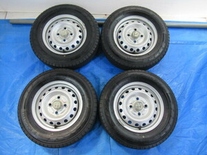 バランス済！鉄 ホンダ 純正 12-3.5B 4H/100 ET40 + YOKOHAMA BluEarth-Van RY55 145/80R12 8PR LT 中古4本 バモス アクティ等 Z00776