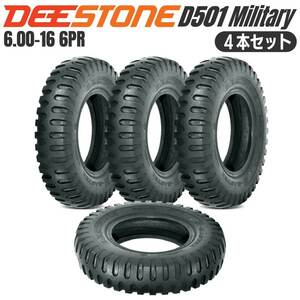 【4本セット】DEESTONE D501 Military ミリタリー 6.00-16 6PR バイアス チューブ付 2024年25週以降製造 タイ製 1台分 ゲタ山タイヤ