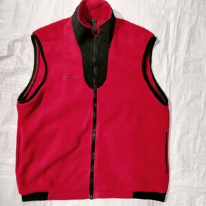 SEQUEL シークエル　フリース　ベスト fleece vest 90年代 usa コロラド製　L 襟ナイロン　ダブルジッパー　ハンドメイド　レッド　裏起毛