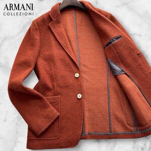 極美品/XL相当◆極上モヘヤの肌触り◆アルマーニ コレツィオーニ ARMANI COLLEZIONI モヘヤ テーラードジャケット アンコン オレンジ 50