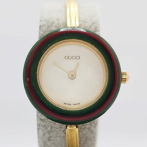 TO1 グッチ GUCCI チェンジベゼル バングルウォッチ 11/12.2 クオーツ 腕時計 ゴールド シェリー 電池交換済 べゼル7個