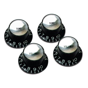 ギブソン Gibson PRMK-010 Top Hat Style Knobs Black W/Silver Metal Insert ノブ