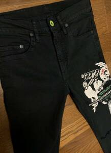 ★値下げ交渉あり★キムタク着★ヒステリックグラマー THE CRAMPS ダメージ加工ストレッチブラックパンツ★L780 サイズ29 美品 HYSTERIC 