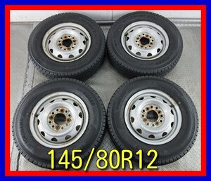 ■中古タイヤホイール■　スチールホイール 12インチ 4J +40 4H 100 110 114.3 YOKOHAMA IG91 145/80R12 冬 ST 激安 送料無料 K427