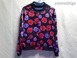 Ray BEAMS ローズ サテンジャケット リバーシブル ブラック ネイビー スカジャン 薔薇 レイビームス