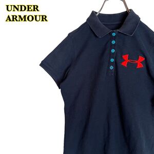 【AY1769】　　UNDER ARMOUR アンダーアーマー　半袖ポロシャツ　刺繍　紺　レディース　SMサイズ