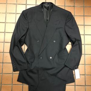 新品☆未使用【AB6 L相当★軽量タイプ】4Bダブルスーツ 礼服 メンズスーツ ブラックフォーマル 背抜き 冠婚葬祭 喪服 黒 セットアップ