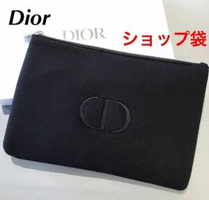 新品未使用　店舗限定Dior ディオール ノベルティ ポーチ ブラック　ショップ袋