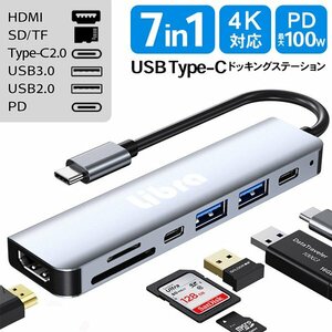 USB Type-C ハブ 7in1 4K HDMI USB3.0 PD対応 LAN ポート iPhone15 変換 アダプタ 送料無料/規格内 S◇ 7in1ドッキングステーション