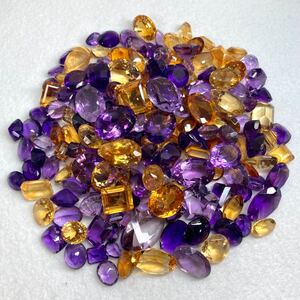 1円〜!!大量!!◆天然アメジスト・シトリンおまとめ1000ct◆n 約200g ルース 裸石 宝石 amethyst citrine 黄水晶 w5 C14