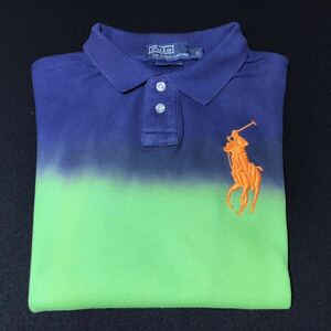 POLO RALPH LAUREN ポロ ラルフローレン USA製 ポロシャツ サイケデリック染色 激レア ヴィンテージ ボーダーカラー ポニー刺繍