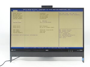 中古 一体型パソコンNEC　DA370/E　　Celeron　3855U　1.6GHZ　8GB　　BIOSまで表示　画面縦線あり　ジャンク品　　送料無料