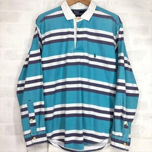 90s POLO RALPH LAUREN ポロラルフローレン シンガポール製 マルチボーダー コットンツイル 長袖シャツ L程度 ヴィンテージ MH632024062706