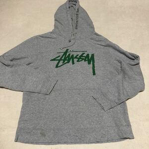 stussy ステューシー スウェット パーカー ロゴ 刺繍 vintage ヴィンテージ L グレー 