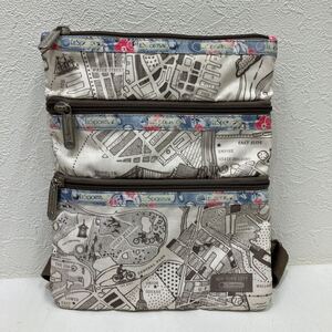 □41ー913　LeSportsac レスポートサック レディース ショルダーバッグ 斜め掛けバッグ ポシェット ポーチ 地図柄 花柄 カジュアル 小さめ