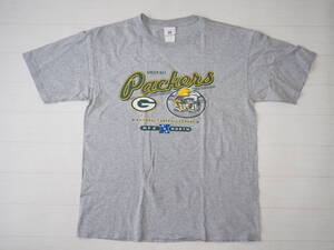 ☆送料無料☆ NFL USA直輸入 古着 半袖 GREEN BAY PACKERS グリーンベイ・パッカーズ Tシャツ メンズ L グレー トップス 中古 即決