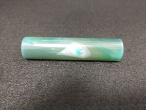 印鑑用　石　緑石　ヒスイ　翡翠　幅1.6ｃｍ　文房具　ハンコ　印材　鉱物　金運　自然石　誕生石 (21_91117_7)