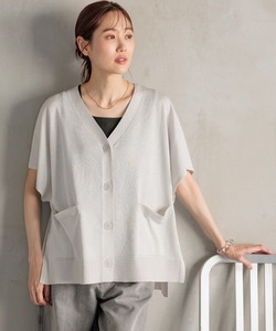 「GLOBAL WORK」 ニットカーディガン LARGE シルバー レディース