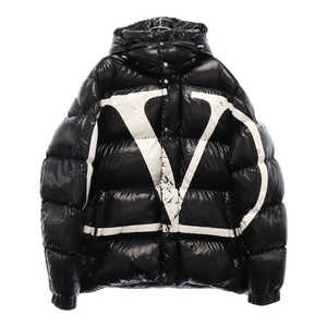 MONCLER モンクレール 19AW × VALENTINO Down Jacket ヴァレンティノ ロゴプリント ダウンジャケット ブラック/ホワイト SV3CN00A5AG