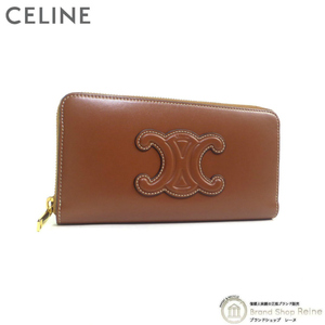 セリーヌ （CELINE） ラージ ジップウォレット キュイル トリオンフ ラウンドファスナー 長財布 10K54 タン（新品同様）中古