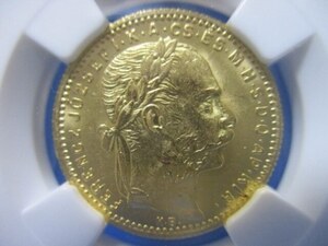 ハンガリー 20フラン金貨☆フランツヨーゼフ1世／1886年KB／未使用／NGC MS62／本物保証